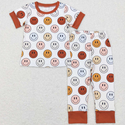 Baby Boys Pajamas Brown Smile Short Sleeve Shirt Pants Kids Pajamas Sets