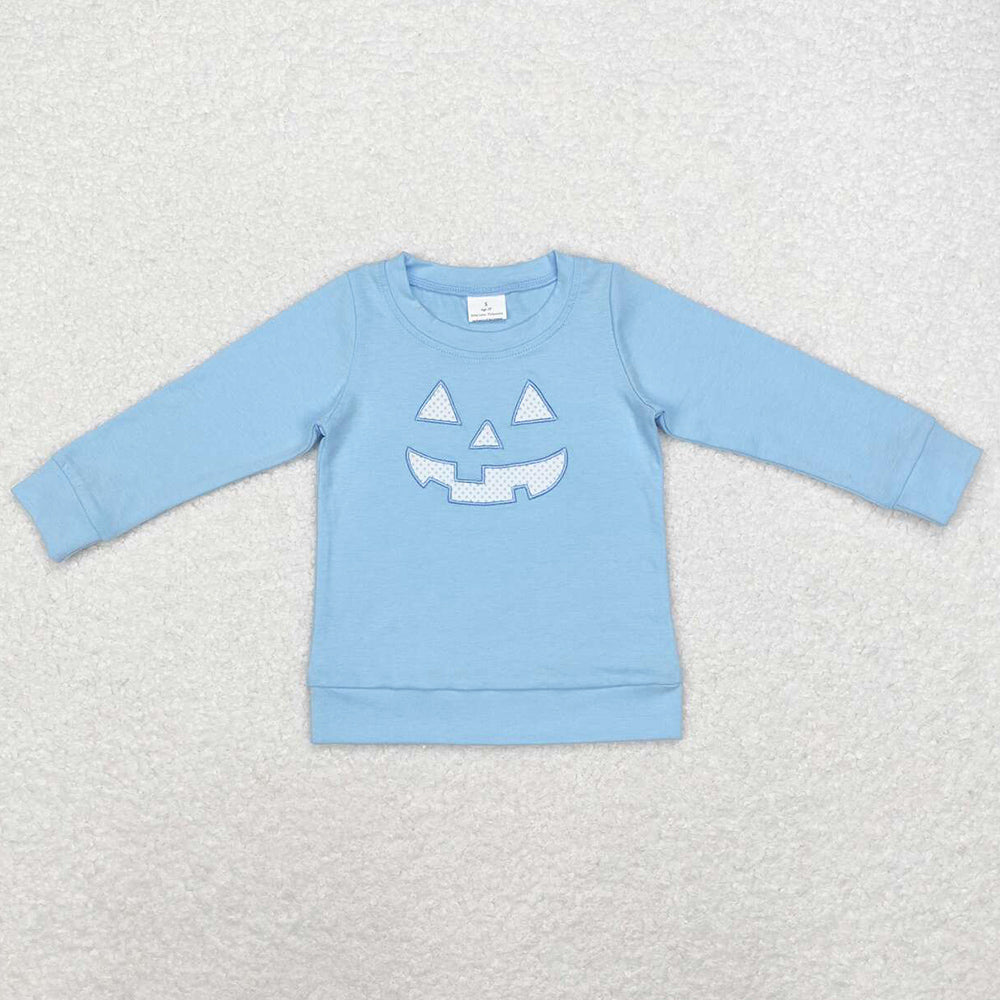 Baby Boys Clothes Tops Halloween Blue Face Long Sleeve Tee Shirts Tops BT0832