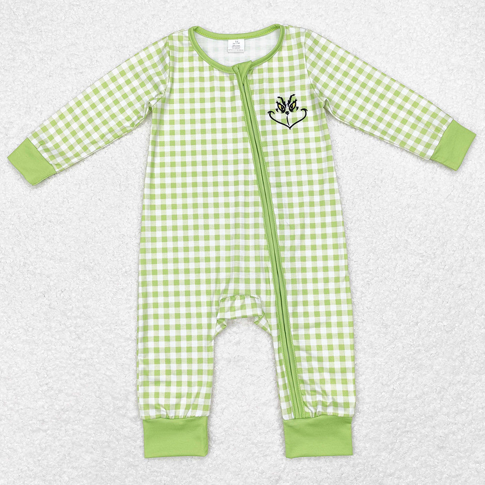 Baby Infant Boys Rompers Christmas Green Zip Bamboo Rompers LR1251