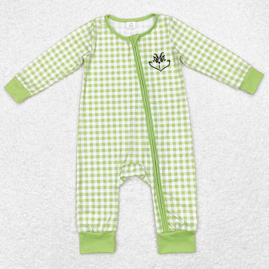 Baby Infant Boys Rompers Christmas Green Zip Bamboo Rompers LR1251