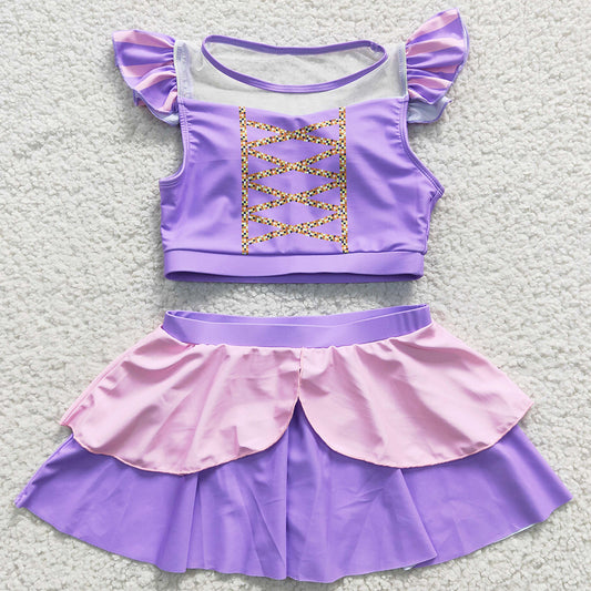 Boutique Baby Girls Swimsuit Lavender Two Pieces Swimsuits S0145