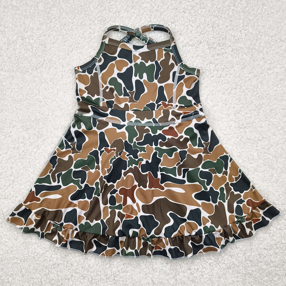 Baby Girls Dress Strap Camo Yoga Ruffle Knee Length Dresses GSD2309 4.21