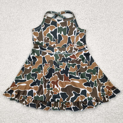Baby Girls Dress Strap Camo Yoga Ruffle Knee Length Dresses GSD2309 4.21