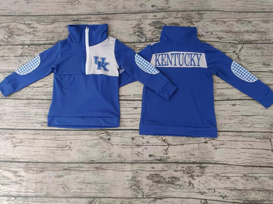 Baby Boys Clothes Blue Long Sleeve Tops Football Zip Pullovers Tops preorder MOQ 5