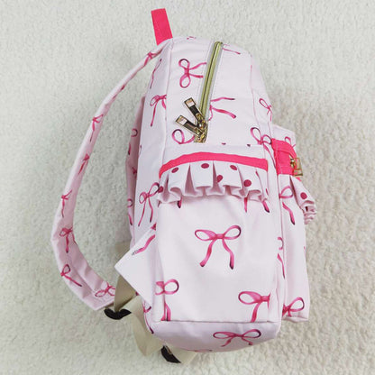 Baby Kids Girls Backpacks Pink Bows Backpack Zip Back Bags BA0233 8.5