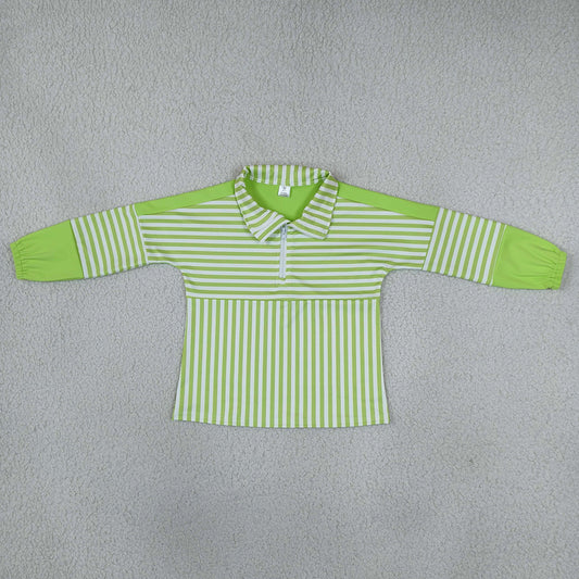 Baby Girls Green Stripe Yoga Active Zip Pullovers Top GT1718