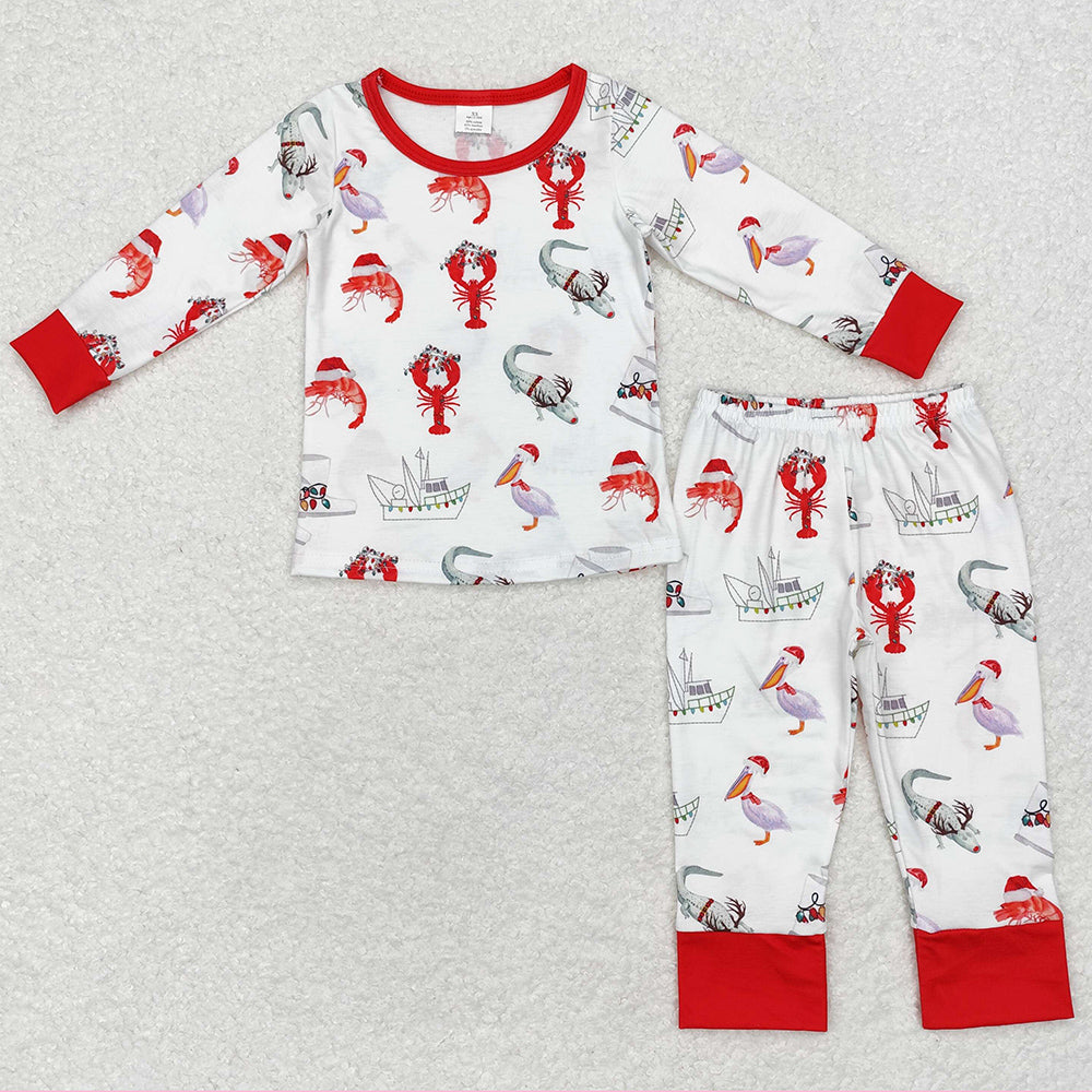 Baby Boys Pajamas Christmas Crawfish Crocodile Bamboo Pajamas Sets BLP0674