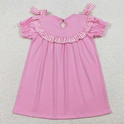 Baby Girls Smocked Dress Crosses Short Ruffle Sleeve Easter Knee Length Dresses GSD3178 1.5