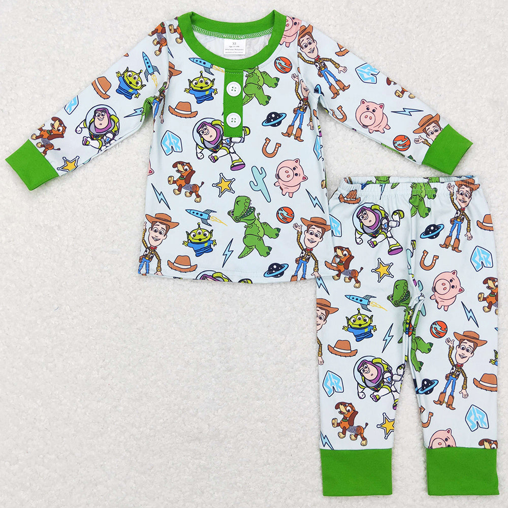 Baby Kids Pajamas Green Long Sleeve Pajamas Clothes Sets