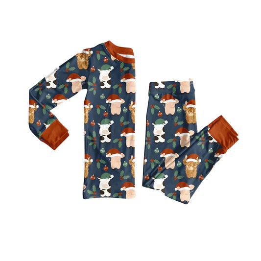 Preorder(moq 5) Baby Boys Western Christmas Cows Top Pants Lounge Wear Pajamas Sets 8.7