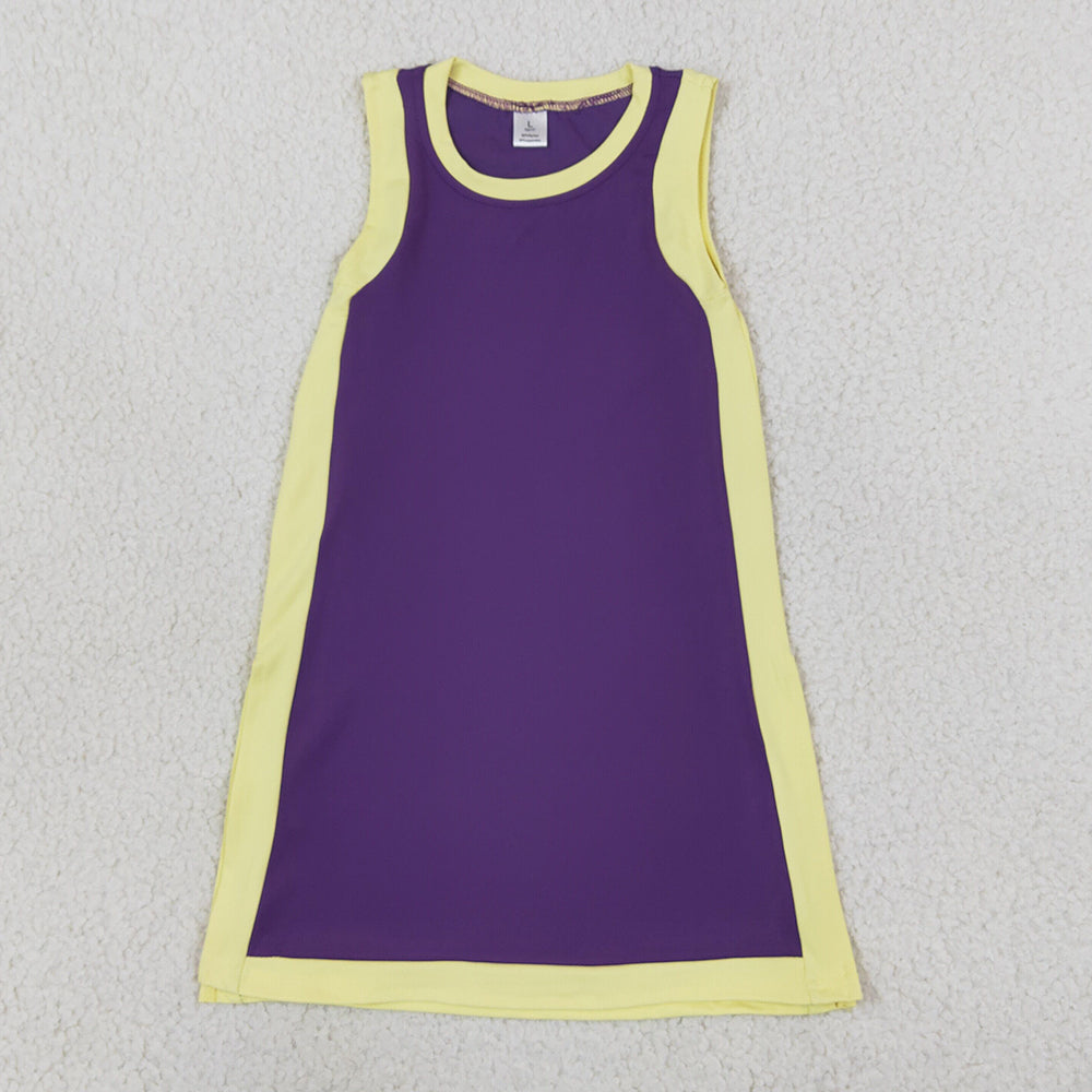 Baby Girls Clothes Sleeveless Yellow Purple Yoga Active Split Skirt Short Clothes Set GSSO3844