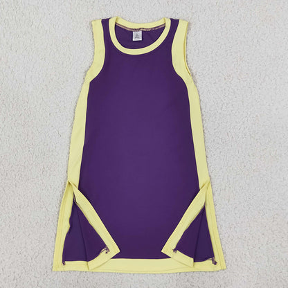 Baby Girls Clothes Sleeveless Yellow Purple Yoga Active Split Skirt Short Clothes Set GSSO3844