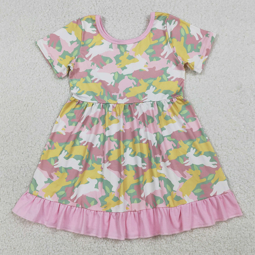 Baby Girls Dress Rabbits Camo Easter Ruffle Knee Length Dresses GSD3286 1.5