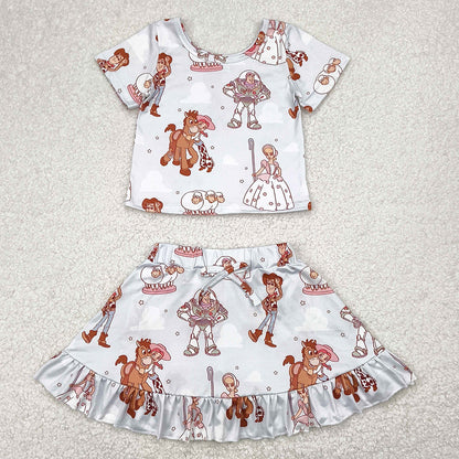 Baby Girls Clothes Cartoon Stars Top Skirts Skort Sets GSD2359 4.9