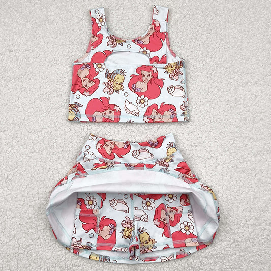 Baby Girls Clothes Sleeveless Cartoon  Top Skort Yoga Sets GSD2354 4.22