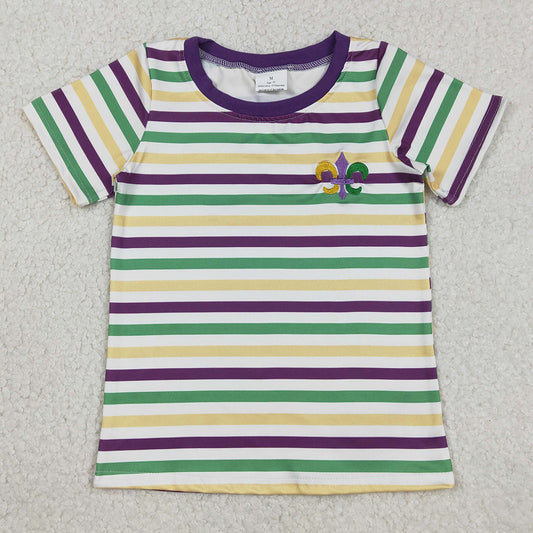 Baby Boys Embroidery Anchors Mardigras Stripes T-shirts Top BT1437 12.31