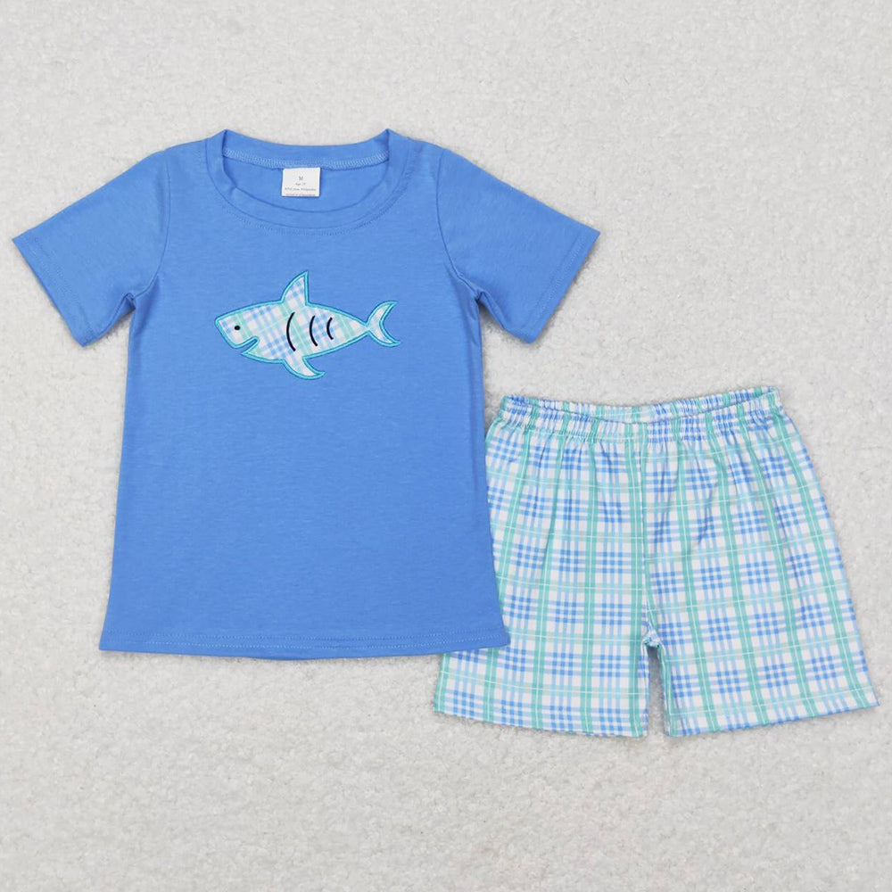 Baby Boys Clothes Blue Shark Short Sleeve Top Shorts Sets BSSO0284