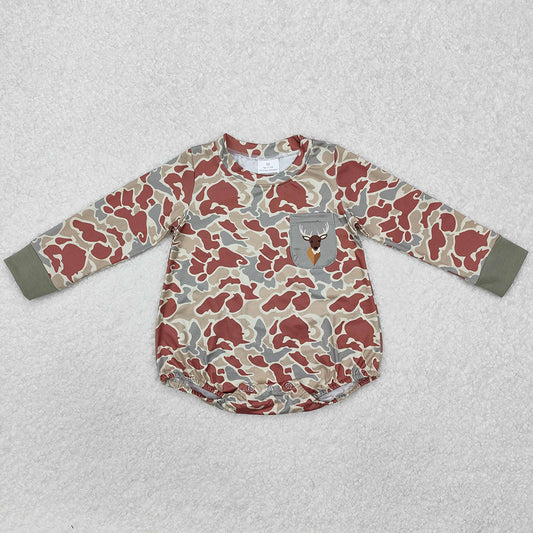 Baby Infant Boys Rompers Green Camo Deer Pocket Long Sleeve Rompers LR2170