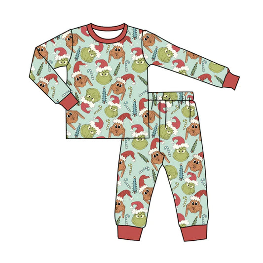 Preorder(moq 5) Baby Boys Christmas Dogs Frogs Top Pants Lounge Wear Pajamas Sets 8.7