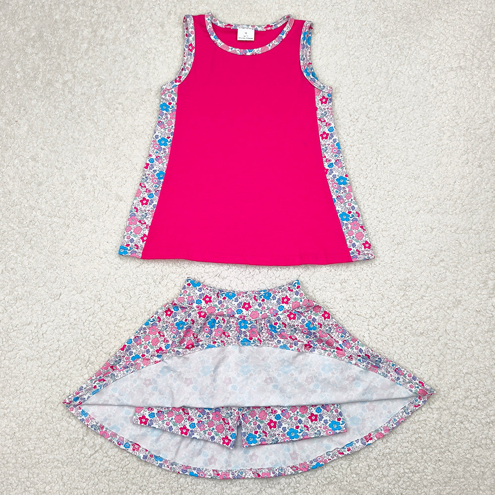 Baby Girls Clothes Pink Tunic Top Flowers Skorts Skirts Clothes Sets GSD1926 4.9