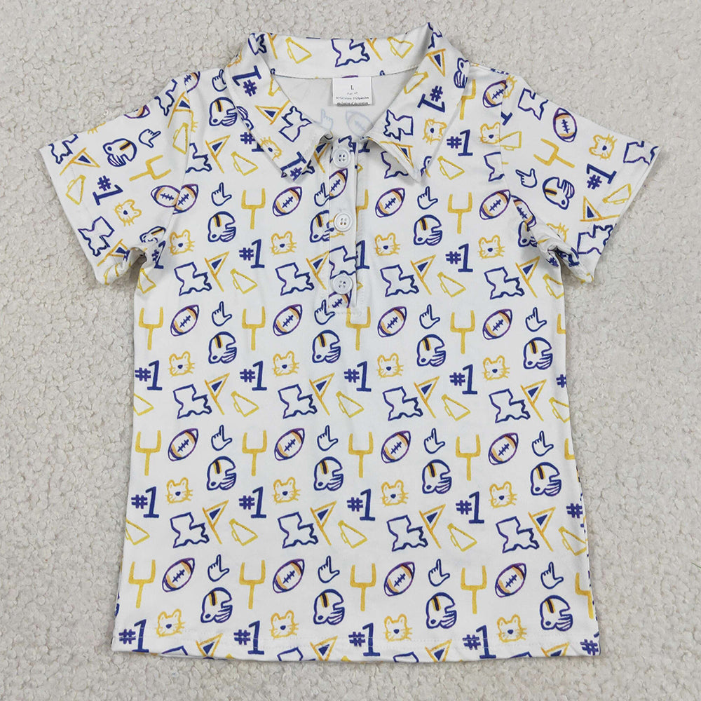 Baby Boys Clothes Short Sleeve Footballs Team Button Polo Shirts Top BT1763