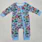 Baby Infant Boys Rompers Blue Cartoon Zip Rompers LR2163