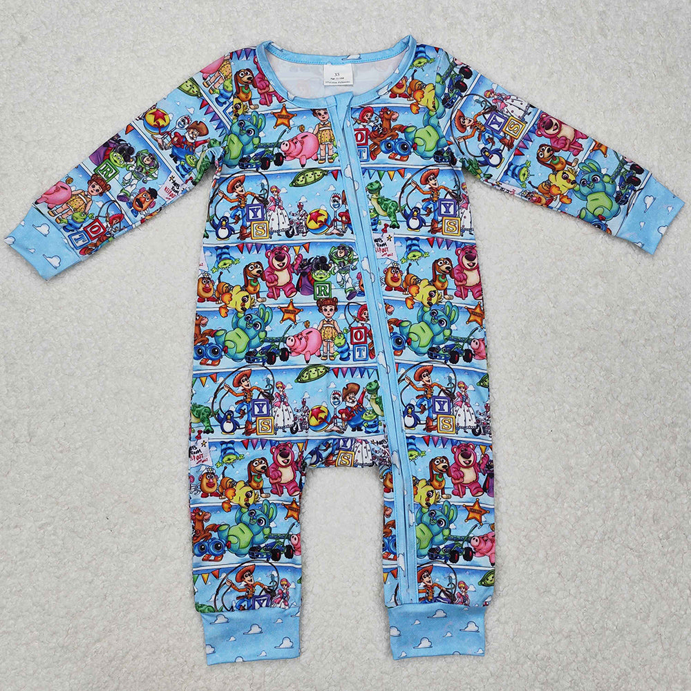 Baby Infant Boys Rompers Blue Cartoon Zip Rompers LR2163