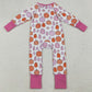 Baby Girls Rompers Colorful Pumpkins Fall Ruffle Zipper Footie Rompers LR2566 9.12