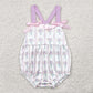 Baby Infant Girls Rompers Lavender Bows Strap Floral Stripe Ruffle Rompers SR2961 4.9