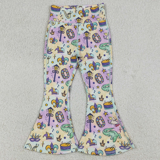 Baby Girls Pants Mardigras Anchors Crocodiles Yoga Active Bell Bottom Pants P0938 1.2