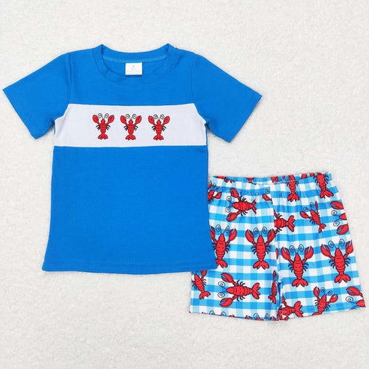 Baby Boys Clothes Crawfish Embroidery Boutique Shorts Sets BSSO0280