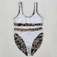 Adult Women Swimsuits Brown Camo Top Bottom Swimwear Sets S0480