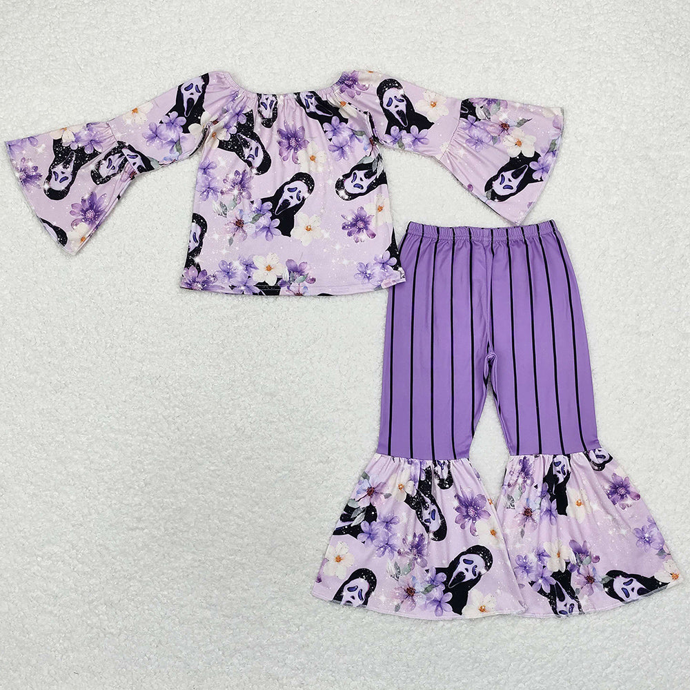 Baby Girls Clothes Lavender Halloween Ghost Shirt Bell Pants Sets GLP1448