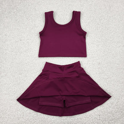Baby Girls Dress Wine Vest Top Sports Skorts Clothes Sets GSD1981 4.22