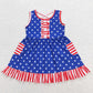 Baby Girls Dress Stars 4th of July Ruffle Summer Knee Length Dresses GSD0976