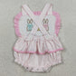 Baby Girls Clothes Embroidery Rabbits Strap Polka Dots Easter Ruffle Rompers SR3477