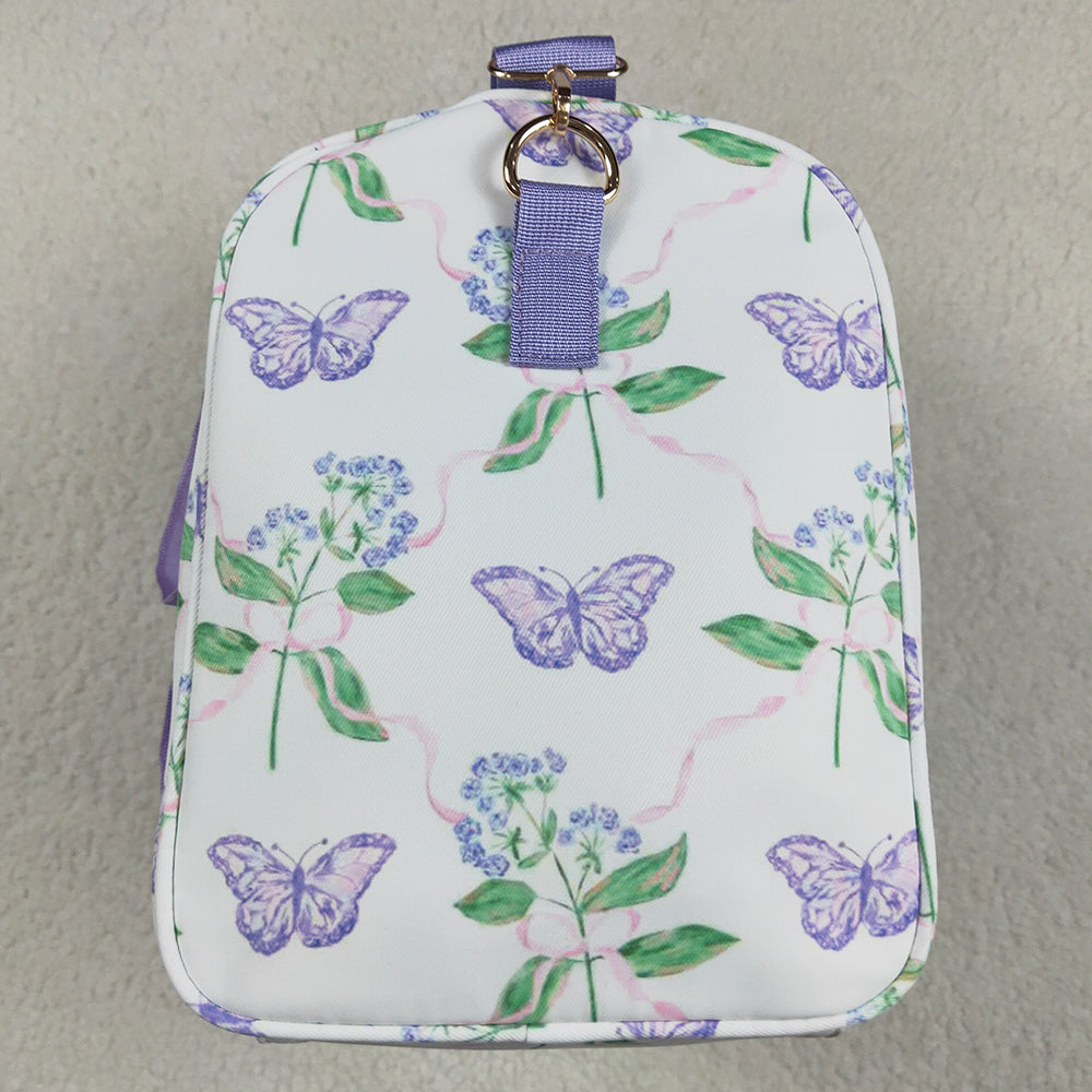 Kids Children Girls Bags Lavender Ruffle Butterfly Floral Print Gym Duffle Bags BA0293 7.7