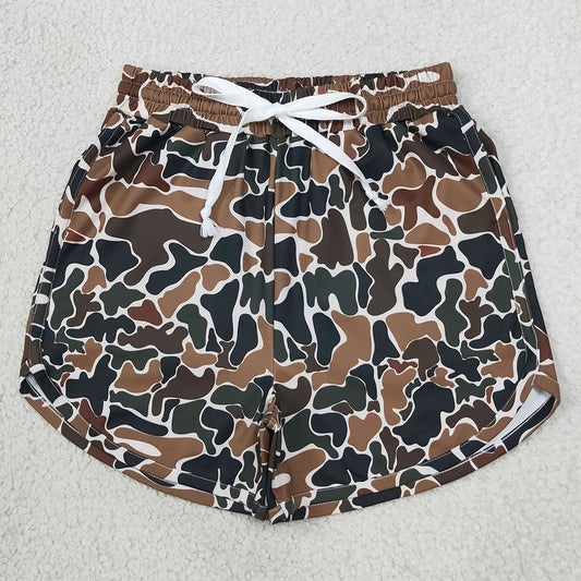 Adult Women Shorts Dark Brown Camo Yoga Active Pockets Shorts Bottom SS0988