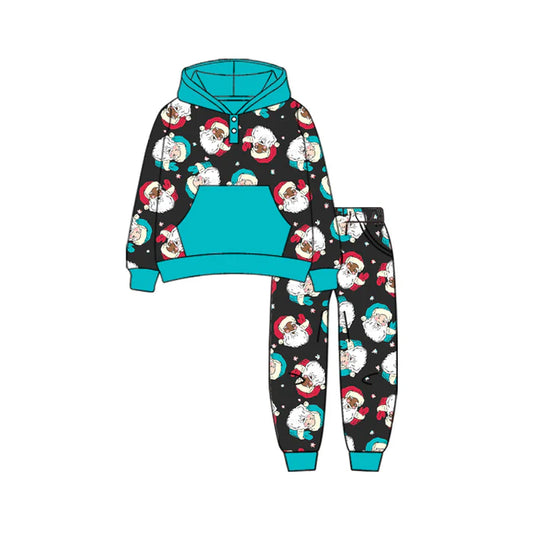 Preorder (moq 5)Baby Boys Long Sleeves Stars Santa Button Pockets Hoodies Top Legging Pants Fall Set 7.1