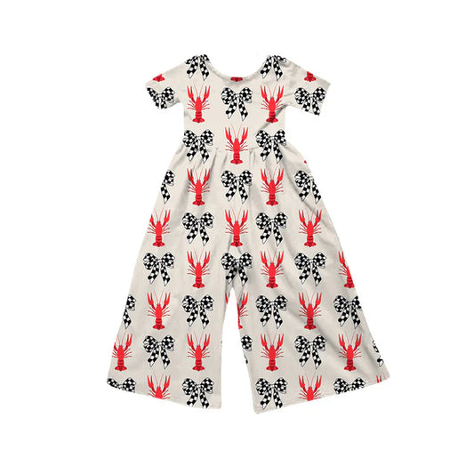 Preorder(moq 8)Baby Girls Black Checked Bows Crayfishes Pant Jumpsuits 9.30