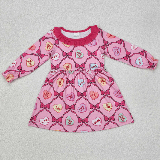 Baby Girls Dress Valentines Hearts Bows Knee Length Dresses GLD0987