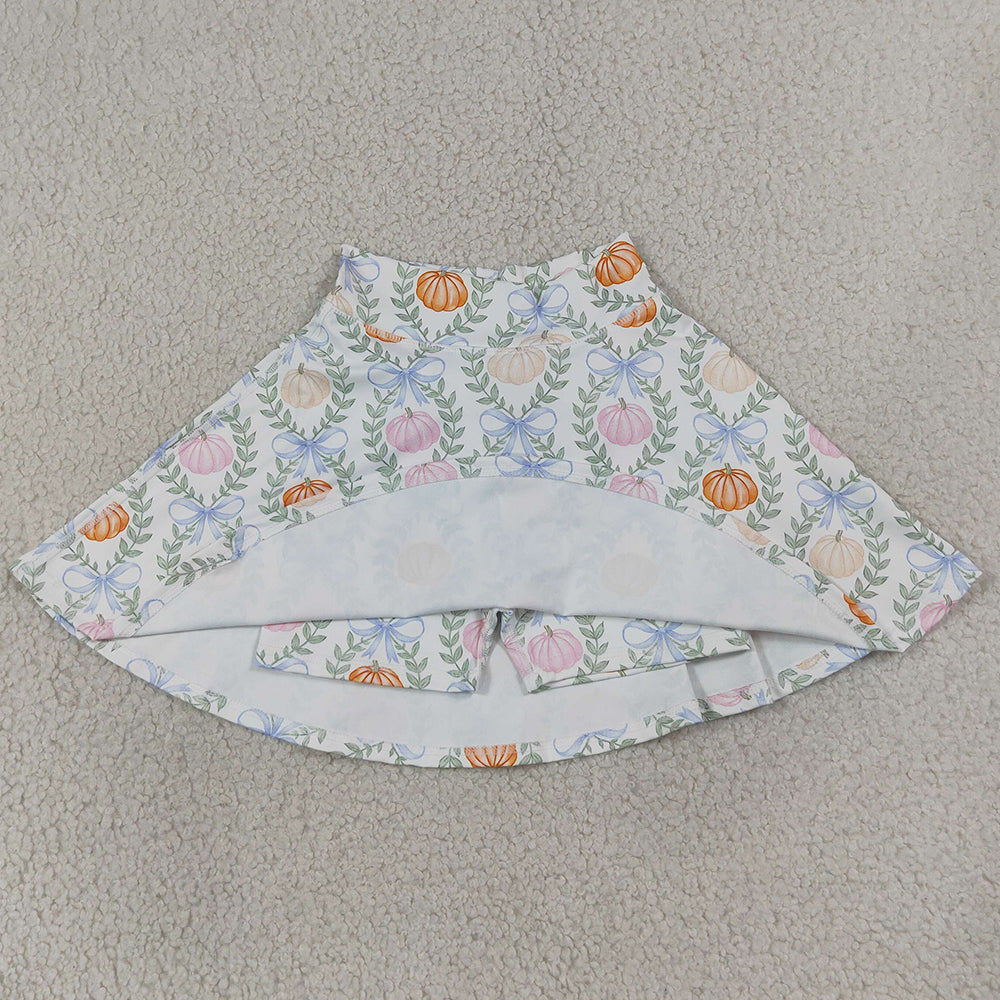 Baby Girls Skirts Colorful Pumpkins Bows Checked Fall Yoga Active Skirt Shorts Bottom GLK0317