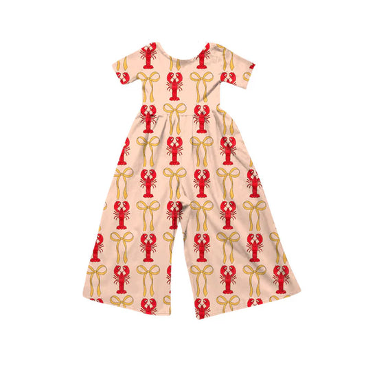 Preorder(moq 8)Baby Girls Bows Crayfishes Plaid Pant Jumpsuits 9.30