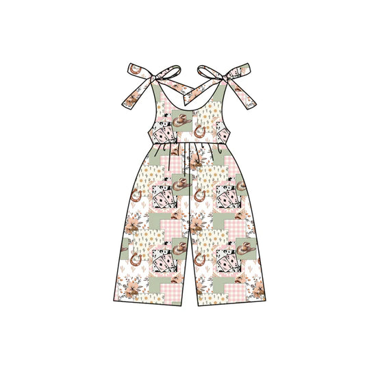 Preorder moq 5 Baby Girls Sleeveless Hats Cactus Western Jumpsuits 4.15