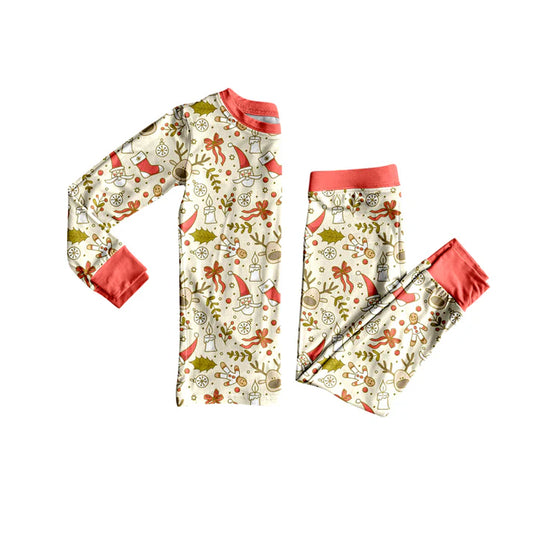 Preorder (moq 5)Baby Girls Long Sleeves Santa Gingerbread Top Pant Pajamas Set 5.24