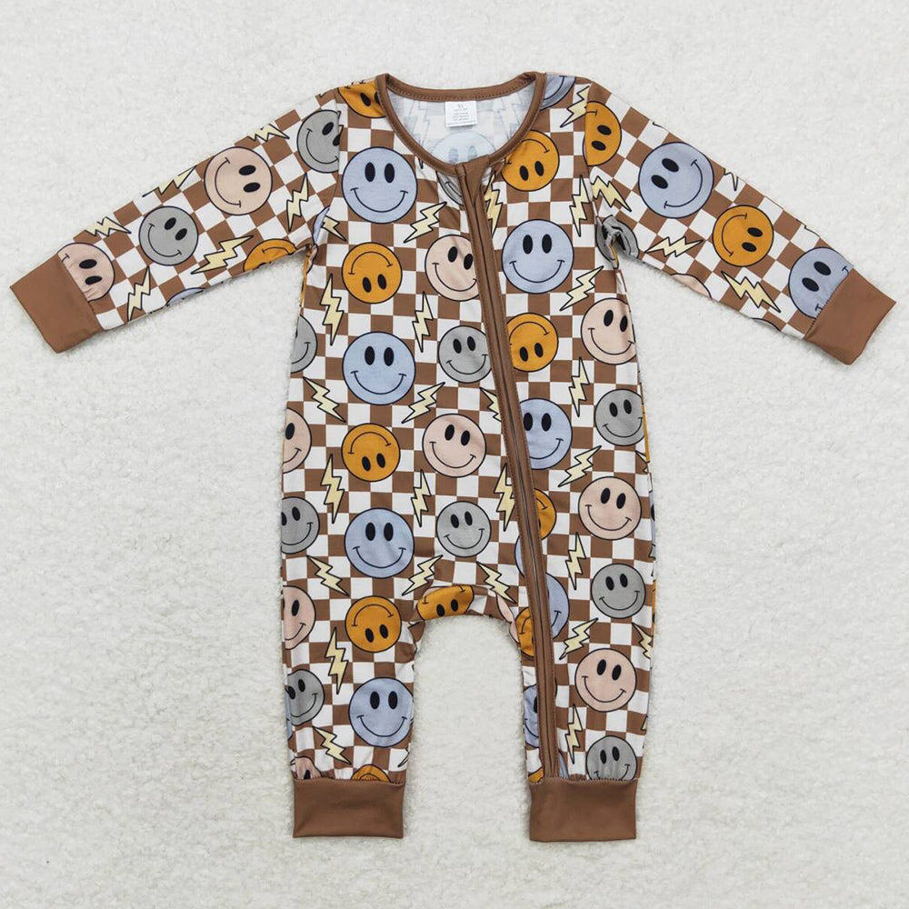 Baby Infant Boys Rompers Brown Fall Bamboo Zip Rompers LR0961