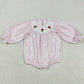 Baby Infant Girls Rompers Pink Flowers Thanksgiving Turkey Smocked Rompers LR2184 9.1