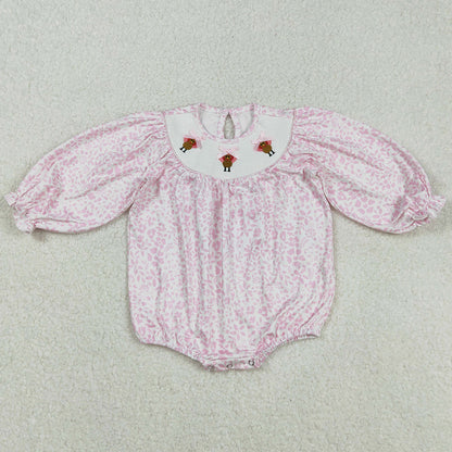Baby Infant Girls Rompers Pink Flowers Thanksgiving Turkey Smocked Rompers LR2184 9.1