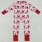 Baby Girls Rompers Christmas Red Santa Bows Footie Zipper Rompers LR2223 6.24