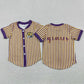 Baby Boys Clothes Purple Stripe Geaux Tigers Team Button T-shirts Top BT1745